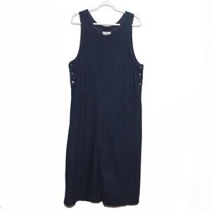 Vintage 90s Studio Ease Denim Jumper Maxi Dress Size 12 Made in USA